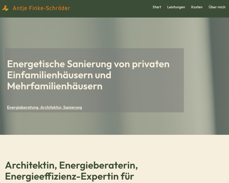 Screenshot als erster Blick auf die Website